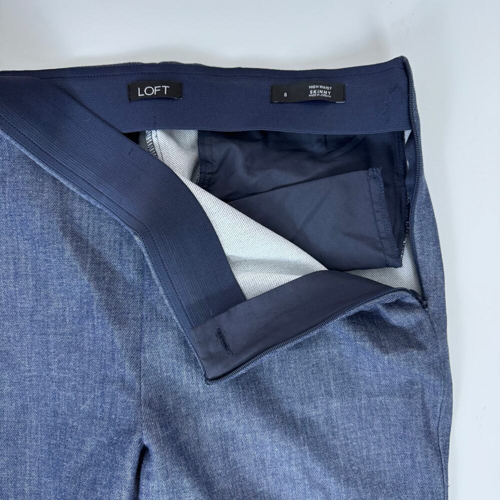 LOFT High Waist Skinny Pull On Pants Trousers Denim Chambray 8 - Picture 3 of 9